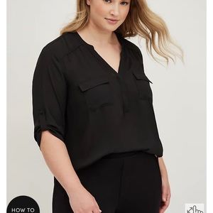 Torrid Harper Black Georgette Pullover Blouse, Size 1